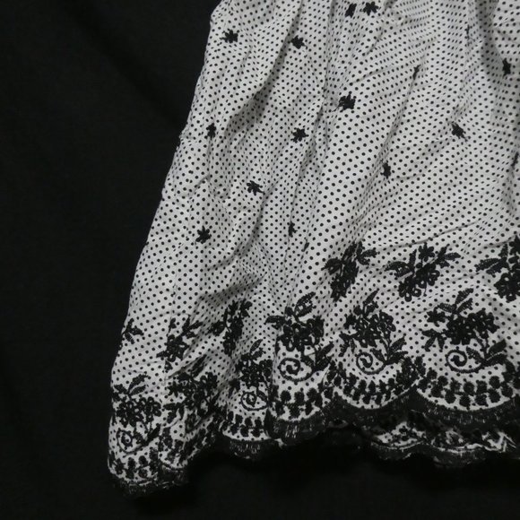 COSTA BLANCA | Black and White Polka Dot and Flower Stitched Skirt | 100% Cotton - Picture 6 of 15